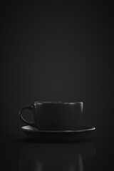 Coffee or tea mug with a saucer close-up. Studio photo