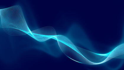 Data technology abstract futuristic illustration. wave lines from blue dots