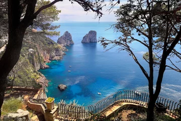 Türaufkleber Capri view of famous Faraglioni stacks, Italy © dancar