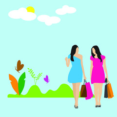 Obraz na płótnie Canvas Woman Shopping Flat illustration