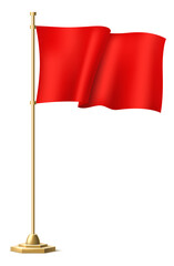 Red waving flag. Sport event banner. Realistic cloth