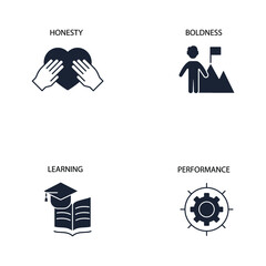 company values  icons set  . company values  pack symbol vector elements for infographic web