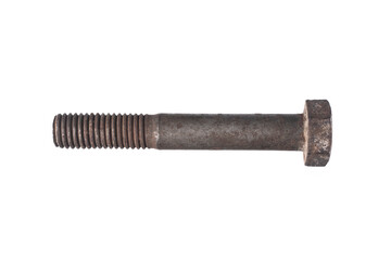 Rusty metal bolt isolated on white background.