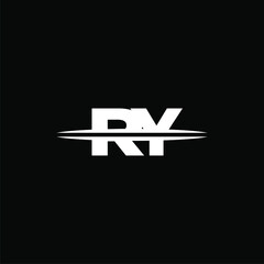 RY initial monogram logo for gaming with Gemoteric line  shape style design on isolated background - obrazy, fototapety, plakaty