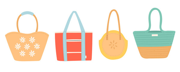 Fototapeta Summer set of colorful bags, flat design vector obraz