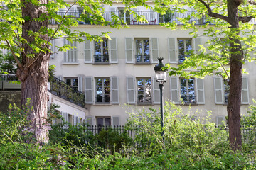 Arenas of Lutetia garden in the 5th arrondissement of Paris city	