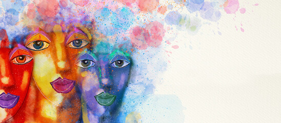Human diversity concept. Watercolor design background