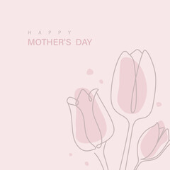 One line drawing for mother's day in pink colors