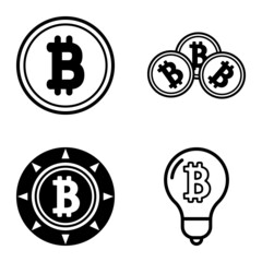 Bitcoins1-2 Flat Icon Set Isolated On White Background