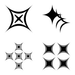 Abstract_4star2 Flat Icon Set Isolated On White Background