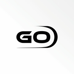 Obraz premium Letter or word GO sans serif font with cutting line on right side image graphic icon logo design abstract concept vector stock. Can be used as symbol related to monogram or initial