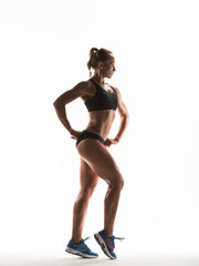 Fitness young woman in sports wear doing workout fitness aerobic exercise