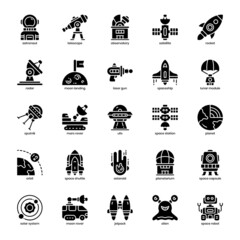 Space Traveler icon pack for your website design, logo, app, UI. Space Traveler icon glyph design. Vector graphics illustration and editable stroke.