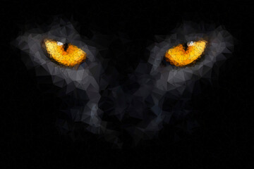 black cat beautiful eyes in geometric styling background artwork illustration poster - 500100175