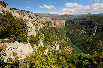 Falaises des Gorges du Verdon depuis le belvédère de la Dent d’Aire le long de la route D23, France