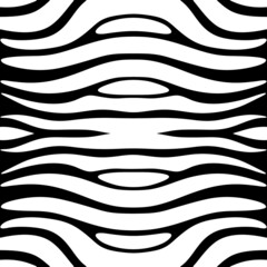 Animal skin ornament. Curved stripes seamless pattern. Zebra fur ornate. Wild animals motif image. Wildlife, natural texture. Curves wallpaper. Digital paper, textile print, web design. Vector art.