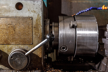 Metal processing machine. Detail of a tool in production