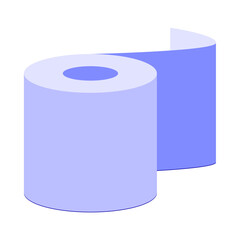 Vector illustration - cylindrical blue toilet paper roll in close-up isolated on a white background. Concept - hygiene product and diarrhea