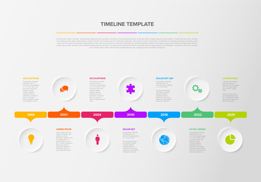 Seven Circle Steps Simple Timeline Process Infographic