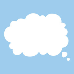 White speech bubble. Thinking balloon talks bubbling chat comment cloud comic retro shouting voice shapes isolated on blue