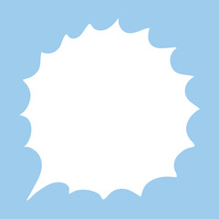 White speech bubble. Thinking balloon talks bubbling chat comment cloud comic retro shouting voice shapes isolated on blue