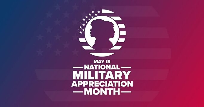 May is National Military Appreciation Month. Flat holiday animation. Motion graphic design. Loop footage.