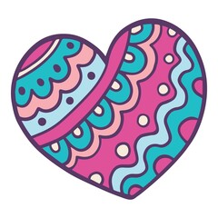 Hand drawn heart isolated on white background. Bundle of love, romance and passion symbol for Valentines day. Romantic design element. Colored illustration