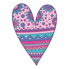 Hand drawn heart isolated on white background. Bundle of love, romance and passion symbol for Valentines day. Romantic design element. Colored illustration