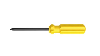 3d illustration. A beautiful view of yellow screwdriver on a white blackground. Work tool for repair and fix.