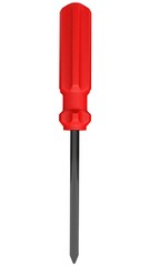 3d illustration. A beautiful view of red screwdriver on a white blackground. Work tool for repair and fix.