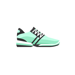 Running sneaker. Colorful cyan Sport shoes in flat style. Vector design. 