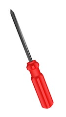 3d illustration. A beautiful view of red screwdriver on a white blackground. Work tool for repair and fix.