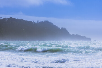 Fototapeta na wymiar View of Baker Beach in San Francisco and Pacific Ocean
