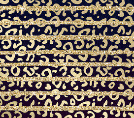 Golden glitter leopard print background.