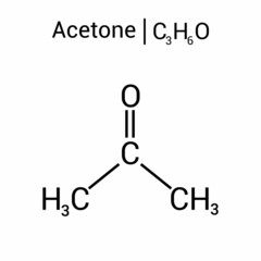 chemical structure of acetone (C3H6O)