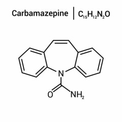 chemical structure of Carbamazepine (C15H12N2O)