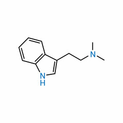 chemical structure of N,N-Dimethyltryptamine (C12H16N2)