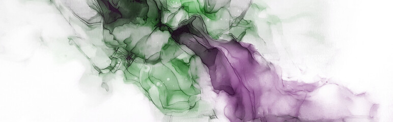 Obraz premium Modern creative watercolor background for trendy design. Colorful modern design art in green tones.
