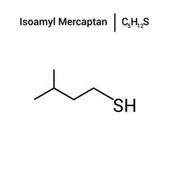 chemical structure of isoamyl mercaptan (C5H12S)