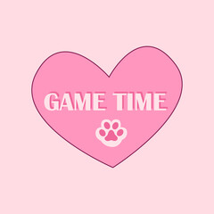 Isolated heart-shaped sign Game Time. Gaming concept vector illustration.