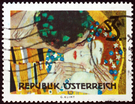 Postage stamp Austria 1964 The Kiss, by Gustav Klimt