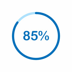 pie chart circle percentage diagram 85 percent (85%) for ui web and graphic design vector illustration
