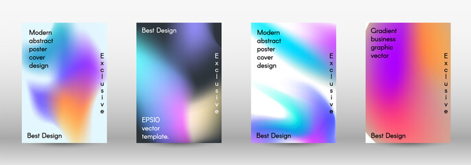 Set for liquid. Holographic abstract backgrounds.  Bright mesh blurred pattern in pink, blue, green tones.  Cover, poster, wallpaper. Colorful abstract texture. Poster design template.