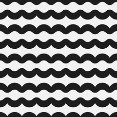Wavy black and white stripes, decor and abstract simple and primitive textile pattern.