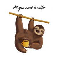 sloth with a cup © Татьяна Потапова