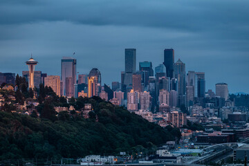 Seattle Washington skyline in the evening