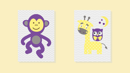 Wall art, baby pictures for home decor, Baby and cute wall art vector collection. Minimal design for bedroom and home décor. children's cover art background template.