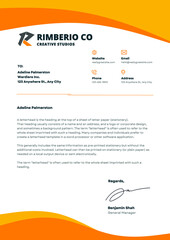 Orange Minimalist Modern Business Letterhead Template