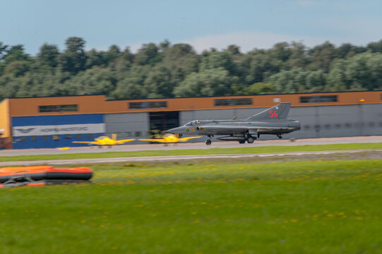 Gothenburg, Sweden - August 29 2010: Saab 35 Draken Supersonic Fighter Airplane Of The Swedish Air Force.