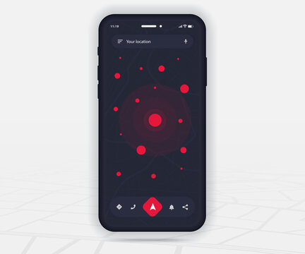 Map GPS navigation app ux ui concept, Mobile map application, Smartphone App search map navigation, Technology map, City navigate maps, City street, virus covid-19 tracking, Location tracker, Vector
